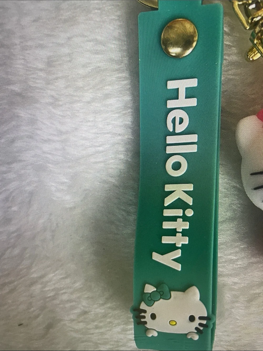 Hello Kitty Teal & Pink Silicone Strap Keychain